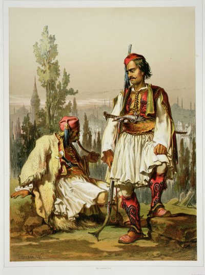 アルバニア人、オスマン帝国軍の傭兵、パブ。 Lemercier、1857 作： Amadeo Preziosi